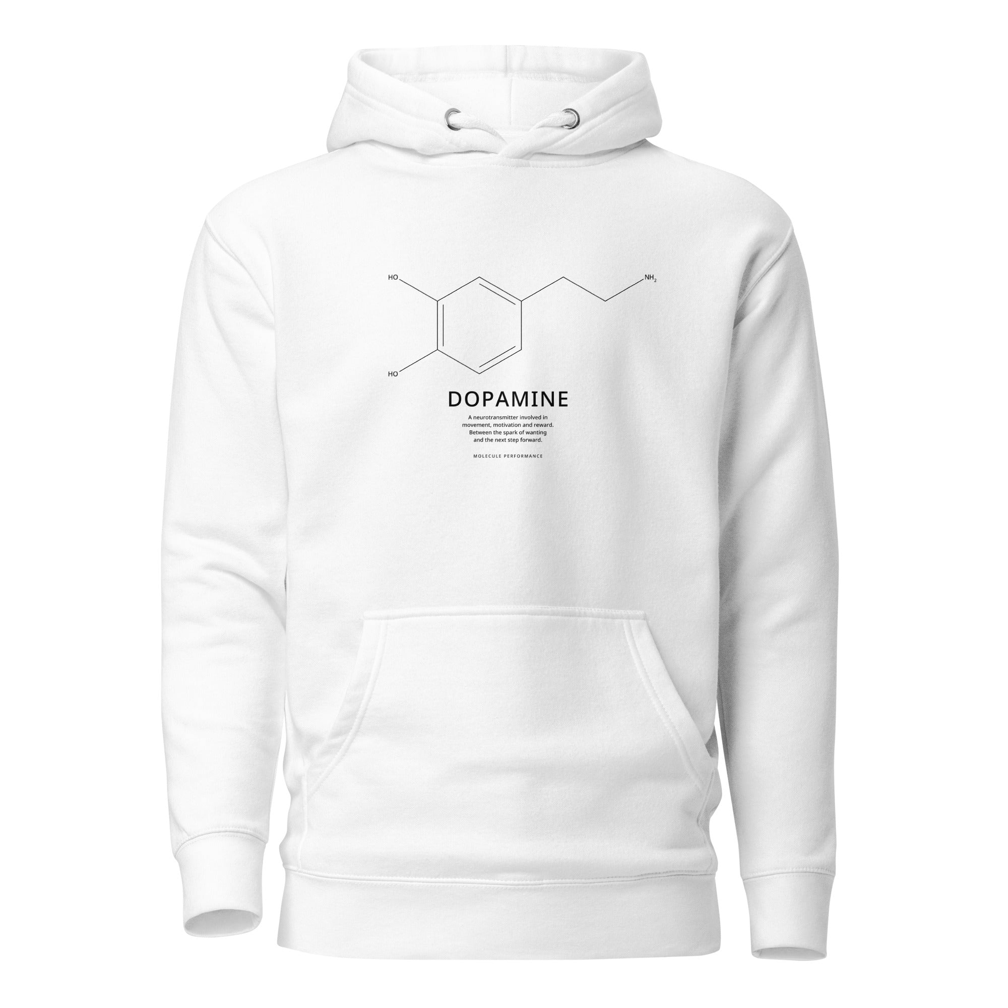 Dopamine hoodie in white, product mockup