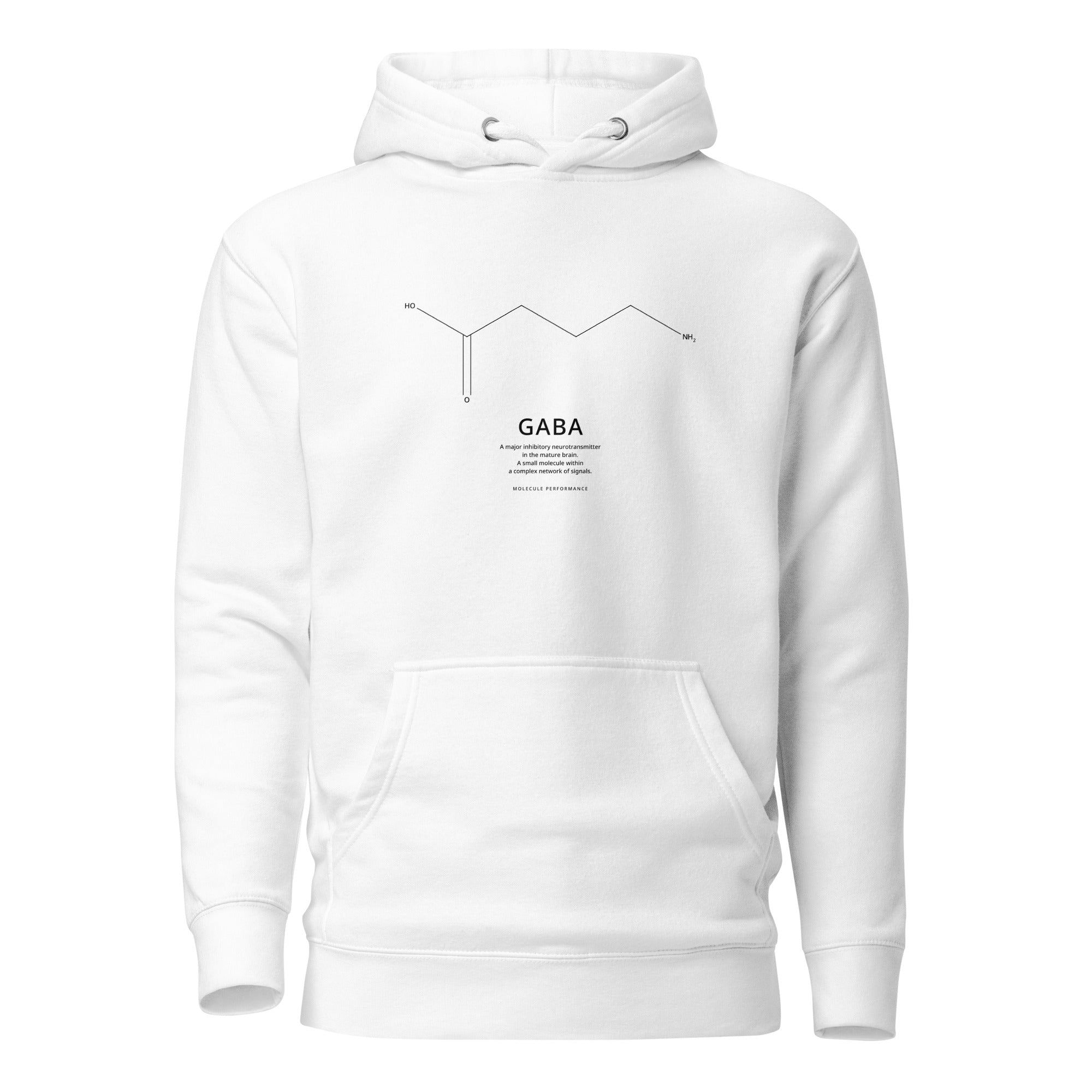 GABA hoodie in white, product mockup
