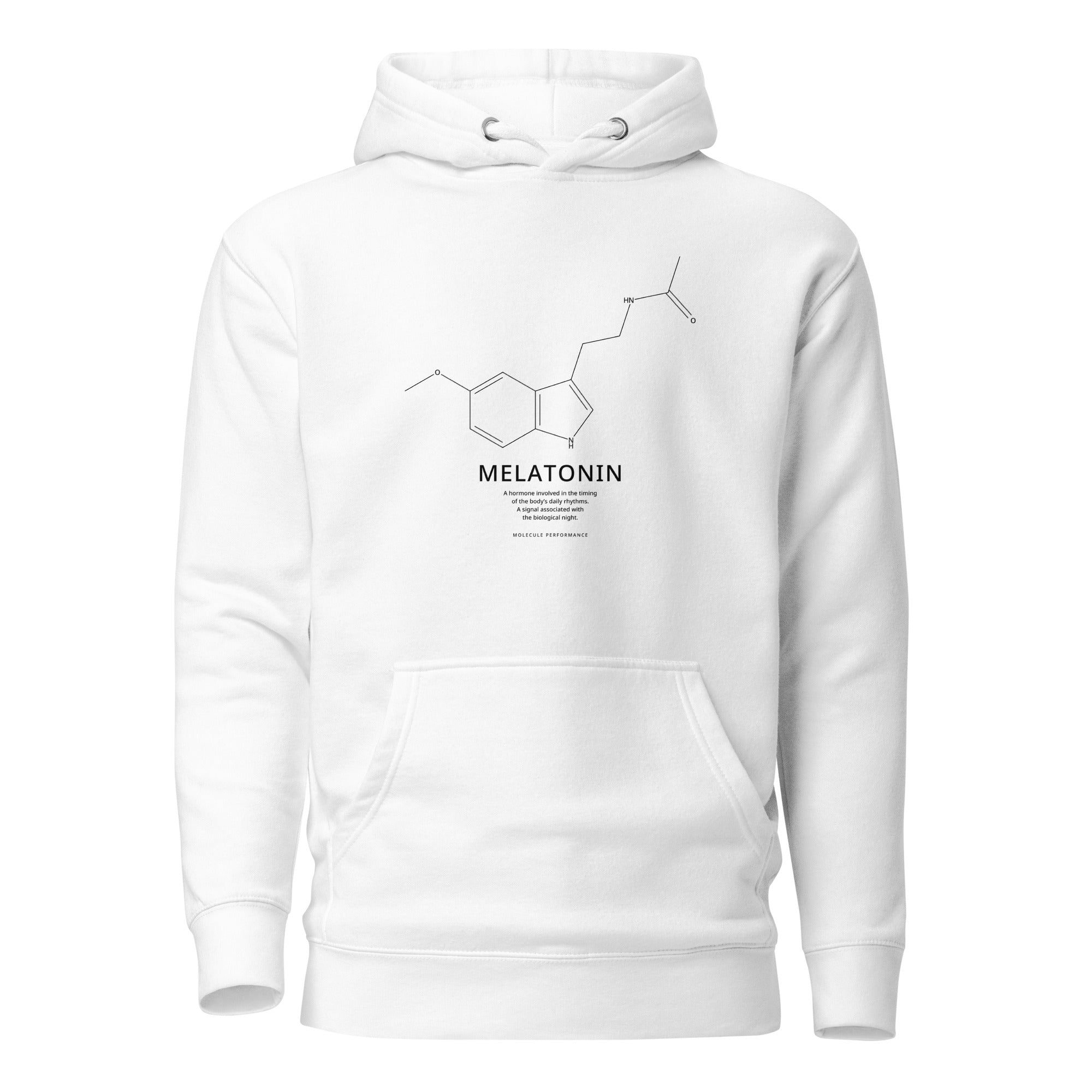 Melatonin hoodie in white, product mockup