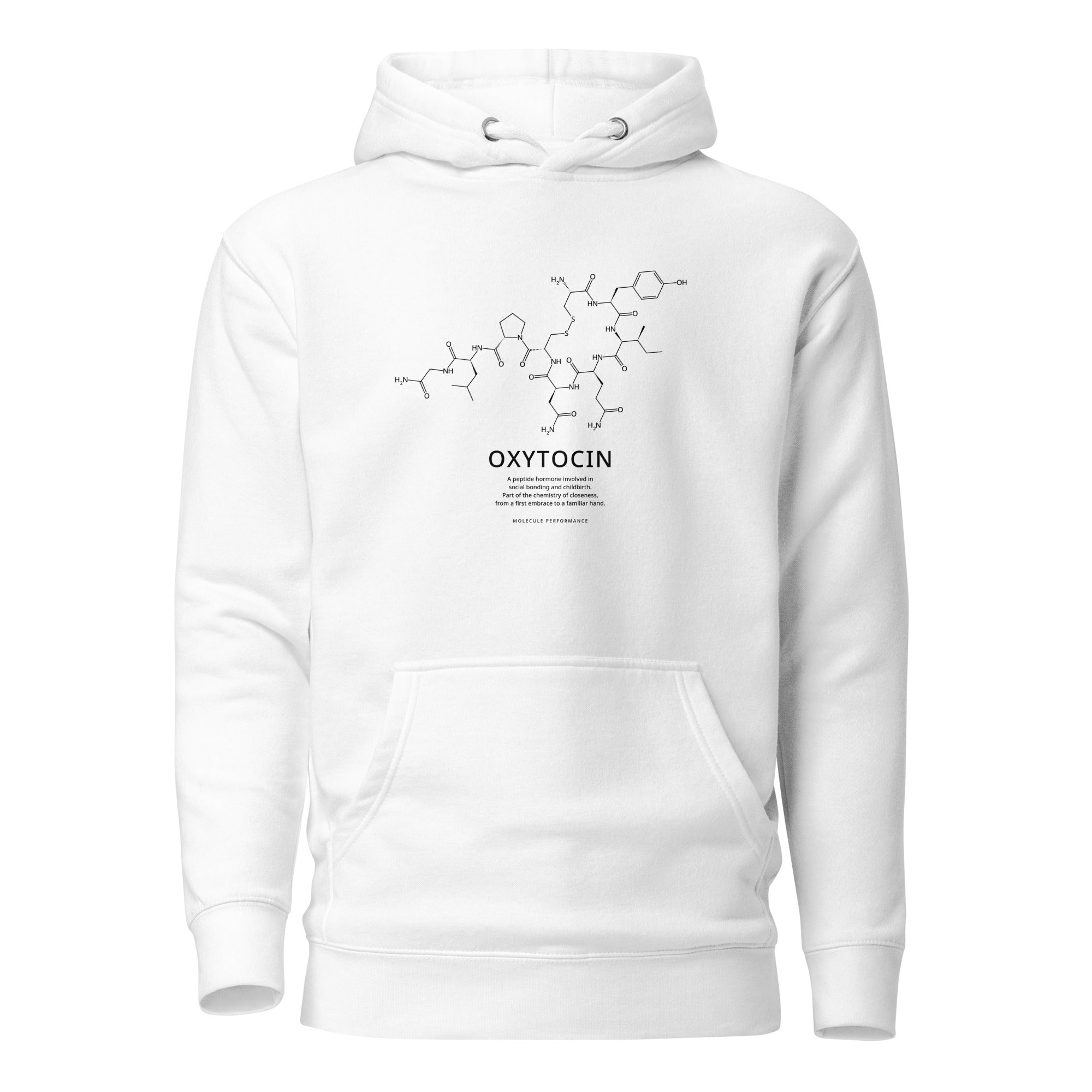 Oxytocin hoodie in white, product mockup
